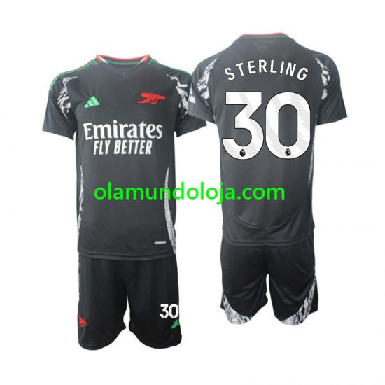 Camisola Arsenal Sterling 30 Criança Equipamento Segundo 2024-2025 Manga Curta